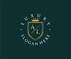 Initial AL Letter Royal Luxury Logo template in vector art for Restaurant, Royalty, Boutique, Cafe, Hotel, Heraldic, Jewelry, Fashion and other vector illustration.