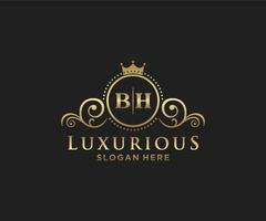Initial BH Letter Royal Luxury Logo template in vector art for Restaurant, Royalty, Boutique, Cafe, Hotel, Heraldic, Jewelry, Fashion and other vector illustration.