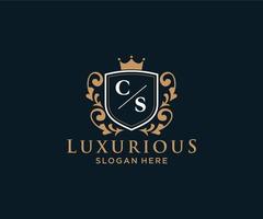 Initial CS Letter Royal Luxury Logo template in vector art for Restaurant, Royalty, Boutique, Cafe, Hotel, Heraldic, Jewelry, Fashion and other vector illustration.