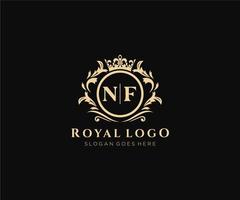 Initial NF Letter Luxurious Brand Logo Template, for Restaurant, Royalty, Boutique, Cafe, Hotel, Heraldic, Jewelry, Fashion and other vector illustration.