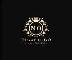 Initial NO Letter Luxurious Brand Logo Template, for Restaurant, Royalty, Boutique, Cafe, Hotel, Heraldic, Jewelry, Fashion and other vector illustration.