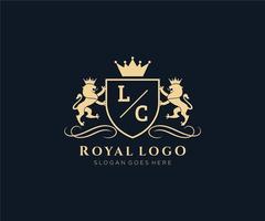 Initial LC Letter Lion Royal Luxury Heraldic,Crest Logo template in vector art for Restaurant, Royalty, Boutique, Cafe, Hotel, Heraldic, Jewelry, Fashion and other vector illustration.