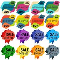 Set of Sale Discount Labels, Tags, Emblems. Web collection of stickers and badges for sale. Isolated vector illustration.