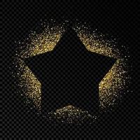 Star frame with golden glitter on dark background. Empty background. Vector illustration.