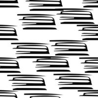 Seamless pattern with black pencil brushstrokes in abstract shapes on white background. Vector illustration