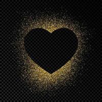 corazón forma marco con dorado Brillantina en oscuro vector