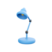 Table lamp 3d icon. Adjustable equipment on blue leg. 3D render desk lamp on white background. 3D rendering desk lamp icon. png