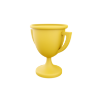 3d golden cup icon. Winner Gold Trophy 3D Icon. 3D render yellow, golden cup icon on white background illustration png