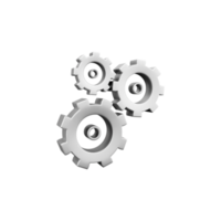 3D render gear icon. Unique 3d setting icon, simple 3d model set gear icon on white backgroun. png