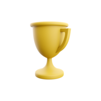 3d golden cup icon. Winner Gold Trophy 3D Icon. 3D render yellow, golden cup icon on white background illustration png