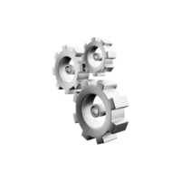 3D render gear icon. Unique 3d setting icon, simple 3d model set gear icon on white backgroun. png