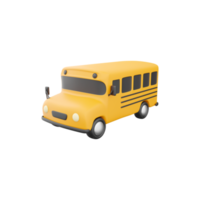 3d render do amarelo escola ônibus ícone, costas para escola conceito. 3d render escola ônibus ícone em branco fundo. png
