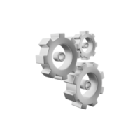 3D render gear icon. Unique 3d setting icon, simple 3d model set gear icon on white backgroun. png