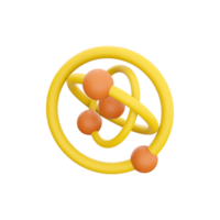 3d machen Atom Symbol. 3d machen Atom Symbol auf Weiß Hintergrund. png