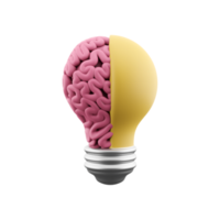3d hacer idea y innovación, amarillo ligero bulbo símbolo en blanco fondo, lluvia de ideas para creatividad inspiración y ahorro electricidad concepto. 3d representación ligero bulbo, icono png