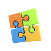 3D rendering jigsaw puzzle. Floor puzzle. Parts of puzzles. 3d object isolated on white background. 3D rendering Jigsaw icon png