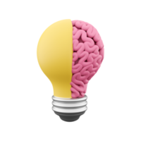 3d render Idea and innovation, Yellow light bulb symbol on white background, brainstorming for Creativity inspiration and saving electricity concept. 3d rendering light bulb, icon png