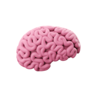 3d hacer mínimo rosado cerebro, pensando cómic habla burbuja. 3d representación cerebro dibujos animados icono. png