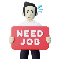 3d Illustration von Job Sucher halten brauchen Job Banner png