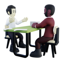 3d Illustration of HR Doing Job Interview with Employee Candidate png