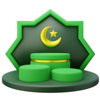 3D ramadan floated product podium decorated with islamic ornament background png