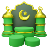 3d ramadan produkt podium dekorerad med islamic Port png