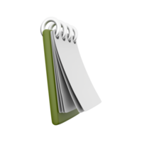 3d render caderno brincar com limpar \ limpo em branco para Projeto e anúncio, 3d ilustração perspectiva visualizar. 3d render ícone com limpar \ limpo em branco caderno png