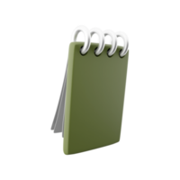 3d render caderno brincar com limpar \ limpo em branco para Projeto e anúncio, 3d ilustração perspectiva visualizar. 3d render ícone com limpar \ limpo em branco caderno png