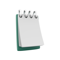 3d render caderno brincar com limpar \ limpo em branco para Projeto e anúncio, 3d ilustração perspectiva visualizar. 3d render ícone com limpar \ limpo em branco caderno png