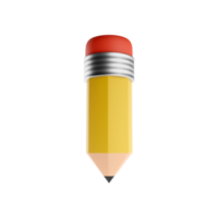 Pencil 3D render model isolated white background.3d render pencil icon png