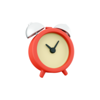 3D rendering Red vintage alarm clock on white background. Minimal creative concept. 3d render red vintage clock icon png