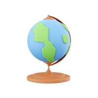 3d Renderização globo. planeta terra modelo com mundo mapa em base isolado em branco fundo. 3d Renderização globo ícone png