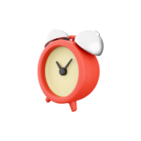 3D rendering Red vintage alarm clock on white background. Minimal creative concept. 3d render red vintage clock icon png