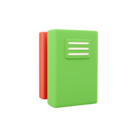 3D rendering Two books isolated on white background. Minimalist concept. Green red books design. 3D rendering green red book icon png