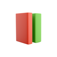 3d le rendu deux livres isolé sur blanc Contexte. minimaliste concept. vert rouge livres conception. 3d le rendu vert rouge livre icône png