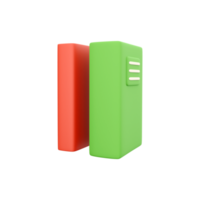 3D rendering Two books isolated on white background. Minimalist concept. Green red books design. 3D rendering green red book icon png