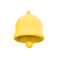 3d render notification bell isolated on white background. 3d render yellow ringing bell with new notification for social media reminder. 3d render notification bell icon png