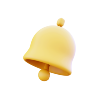 3d render notificação Sino isolado em branco fundo. 3d render amarelo toque Sino com Novo notificação para social meios de comunicação lembrete. 3d render notificação Sino ícone png