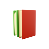 3D rendering Two books isolated on white background. Minimalist concept. Green red books design. 3D rendering green red book icon png