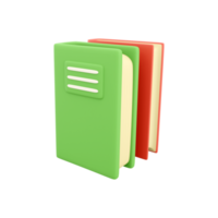 3d Renderização dois livros isolado em branco fundo. minimalista conceito. verde vermelho livros Projeto. 3d Renderização verde vermelho livro ícone png