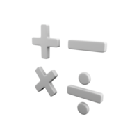 3D rendering math education symbols on white background math operations concept calculation symbol gray geometric shape. 3D rendering math operations concept calculation symbol icon png