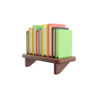 3d interpretazione di libri su un' mensola nel diverso colori. 3d rendering, libri, scaffale icona png