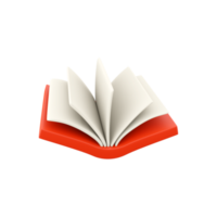 3D rendering Open book, white paper blank pages and diary. 3d render open book icon. png