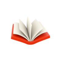 3D rendering Open book, white paper blank pages and diary. 3d render open book icon. png