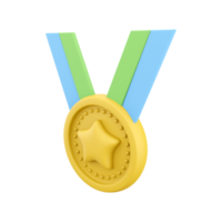 3D rendering of winner's medal with star and ribbon. 3d rendering icon. Premium quality, a symbol of quality assurance. 3D rendering winner medal, star icon png