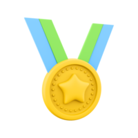 3D rendering of winner's medal with star and ribbon. 3d rendering icon. Premium quality, a symbol of quality assurance. 3D rendering winner medal, star icon png