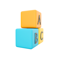 3d abc blokken Verbinden decoupeerzaag puzzel. bedrijf samenspel symbool en baby kind intelligentie- ontwikkeling concept, medewerking, vennootschap. 3d renderen blokken abc verbinding puzzel icoon png