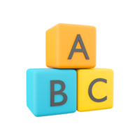 3d abc blokken Verbinden decoupeerzaag puzzel. bedrijf samenspel symbool en baby kind intelligentie- ontwikkeling concept, medewerking, vennootschap. 3d renderen blokken abc verbinding puzzel icoon png