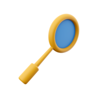 3D rendering magnifying glass. The concept of discovery, research, search, analysis. 3D rendering magnifying glass icon. png