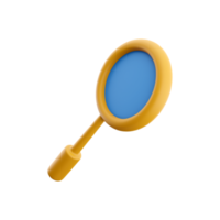 3D rendering magnifying glass. The concept of discovery, research, search, analysis. 3D rendering magnifying glass icon. png